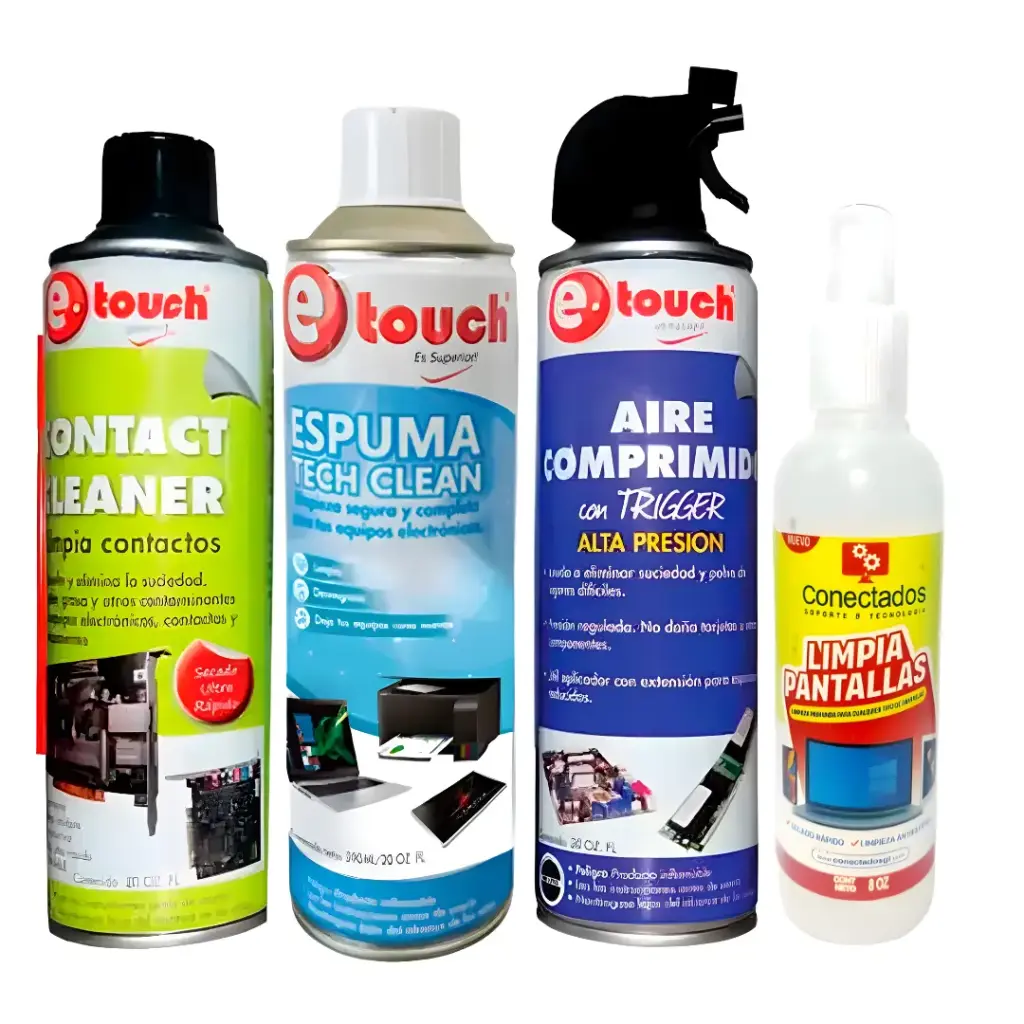 Combo Kit de Limpieza 4 en 1  (Espuma, Aire Comp, Limpia Contacto, Limpia Pantalla)