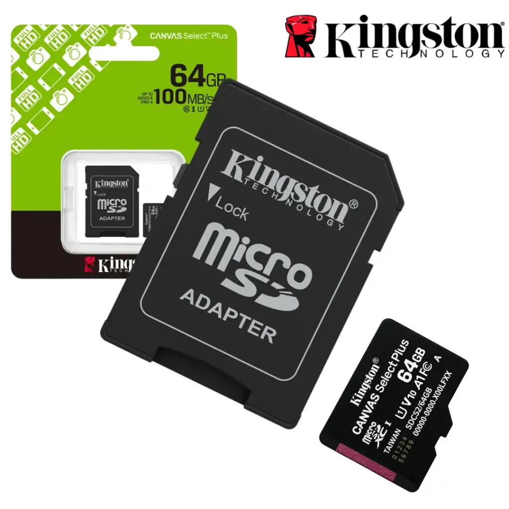 Memoria Micro SD 64GB KINGSTON 100MB/s CANVAS Select Plus