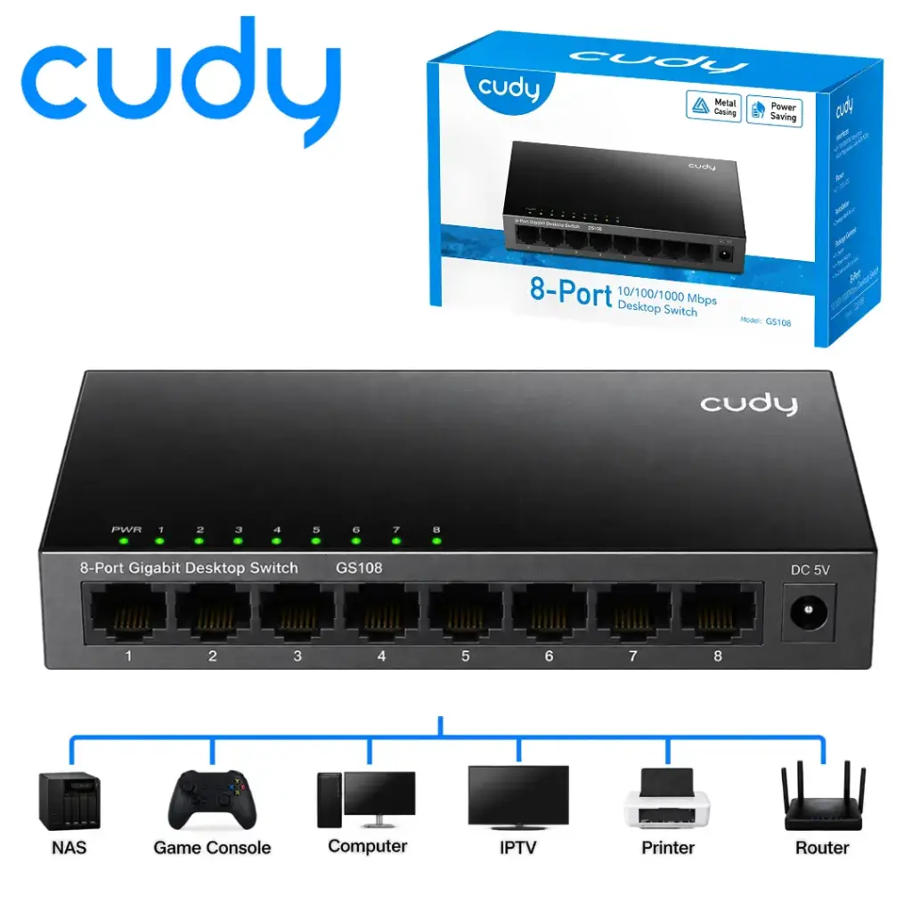Switch de 8 puertos Gygabite CUDY GS108