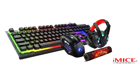 Combo Mouse, Teclado, Audífono y Mouse Pad Gamer IMICE GK470