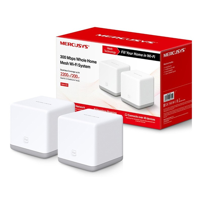 Wi-Fi Mesh- red unificada- Mercusys HALO S3 (2-PACK) 300 Mbps