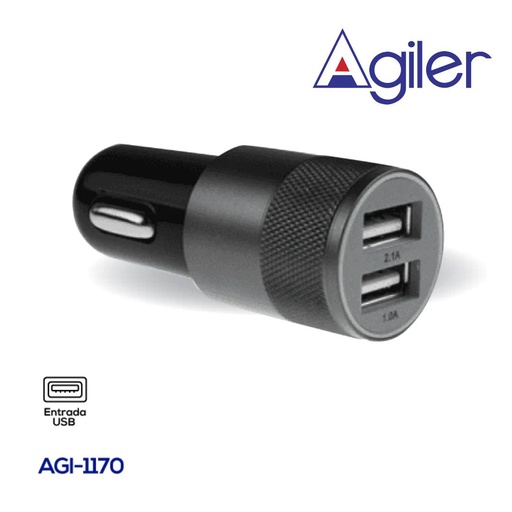 Cargador para carro, 2 puertos USB AGILER
