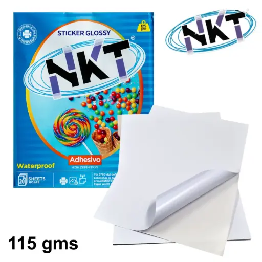 [D-D11. / 1 paq Exh] Papel Fotografico Glossy Adhesivo NKT 115gms Carta (1 hoja)