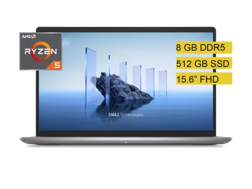 Laptop Dell DC15255 de 15.6" FHD, AMD Ryzen 5-7520U, 8GB RAM, 512GB SSD