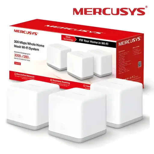 [1Exh] Wi-Fi Mesh- red unificada- Mercusys HALO S3 (3-PACK) 300 Mbps