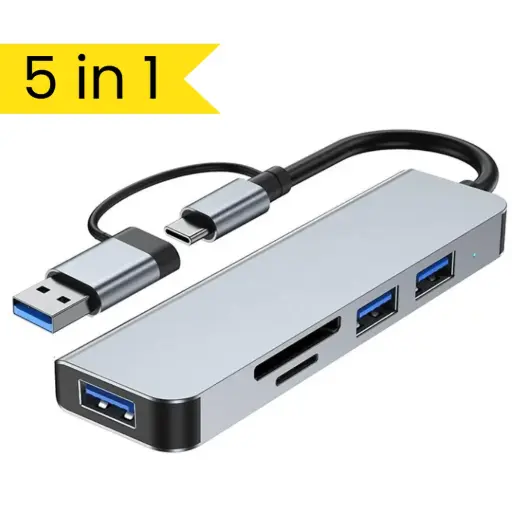 [1EB] HUB USB 3.0 y Tipo C, Combo 5 en 1 