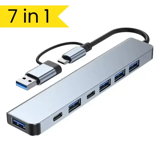 [1 Exh] HUB USB 3.0 y Tipo C, Combo 7 en 1